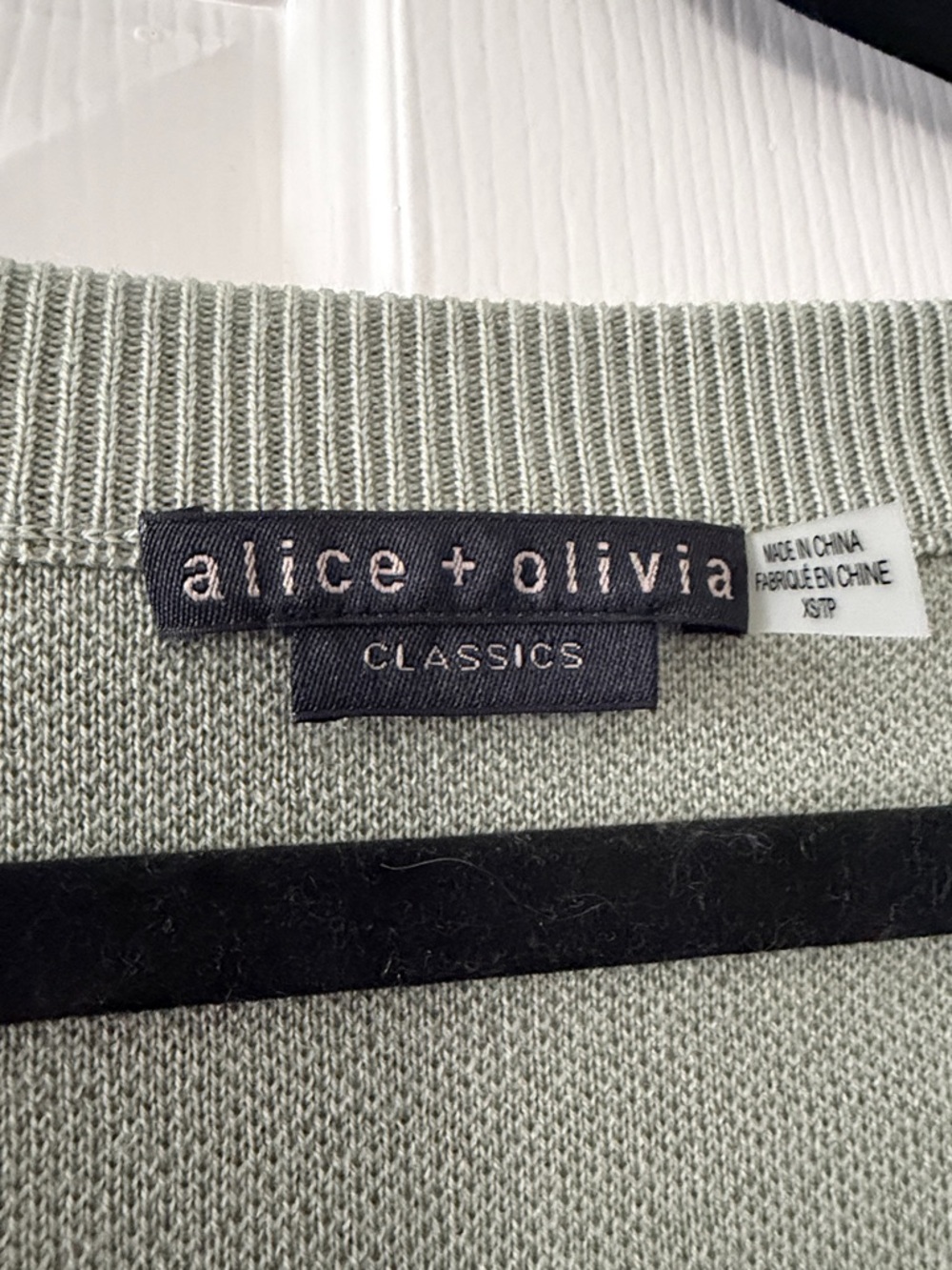 Alice + Olivia Sage Green Cropped V-Neck Cardigan and skirt set - Picture 2 of 5